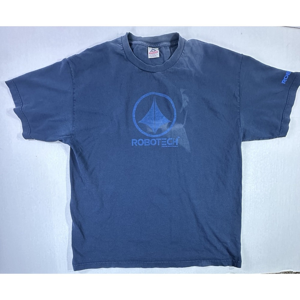 Vintage Robotech T-Shirt 2000 Anime Logo Blue XL Harmony Gold Alstyle Tee